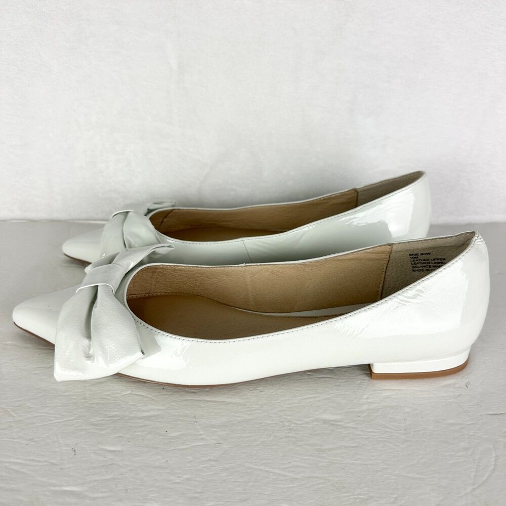 Cecelia New York Brie Bow Flats Size 10 NWOB Alabaster Patent Leather Point Toe